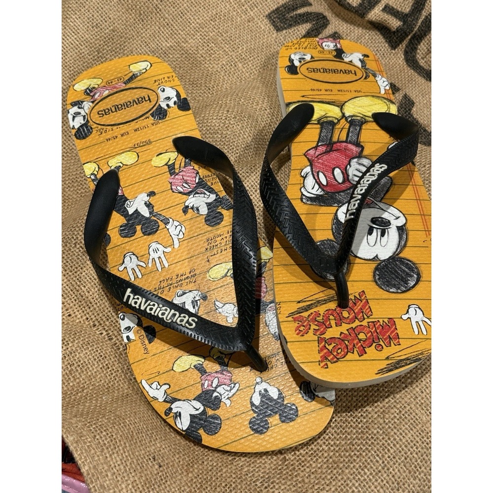 Classic Disney Sketch Mickey Mouse Vintage Men's Sz 11/12 -EUC Sandals Flip Flop